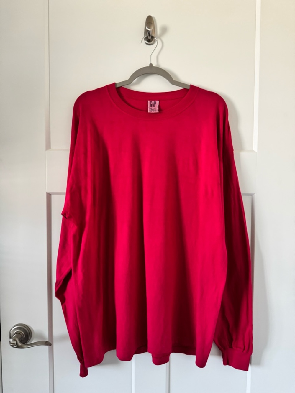 GAP Women's Vintage 100% Cotton Hot Pink Long Sleeve Tee Size L